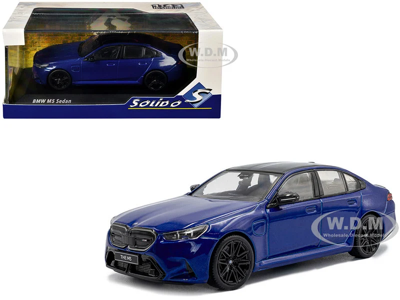 2024 BMW M5 Sedan Marina Bay Blue Metallic with Black Top 1/43 Diecast Model Car by Solido - BMW Models