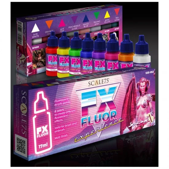 Scale75 SSE052 Acrylic Paint Set - FX Fluor Experience (8x 17ml, matt finish)