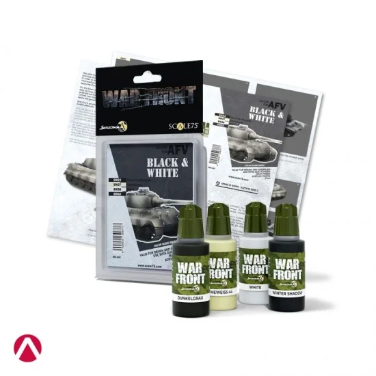 Scale75 SSE083 Acrylic Paint Set - Warfront Black & White (4x 17ml, matt finish)