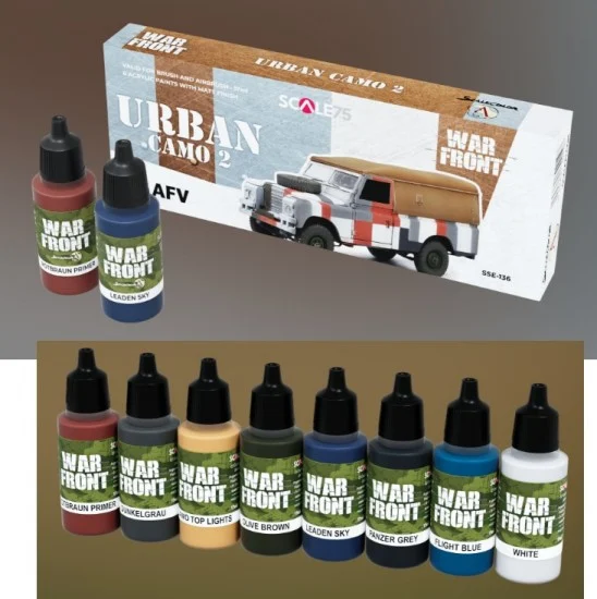 Scale75 SSE136 Acrylic Paints for AFV - War Front #Urbna Camo 2 (8x 17ml)