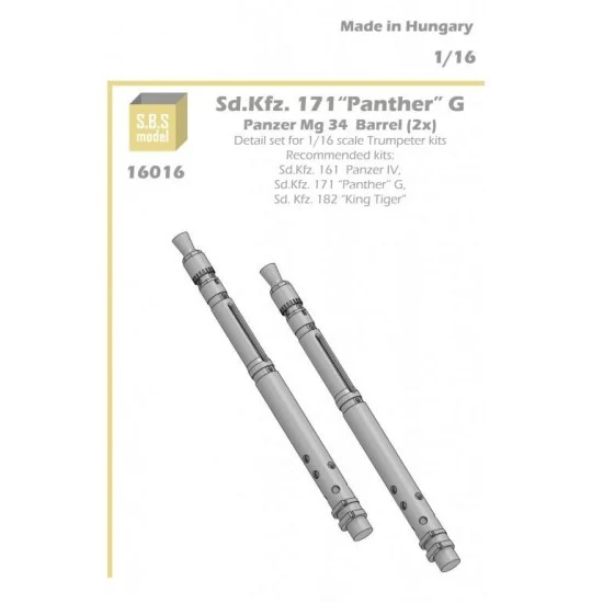 SBS Model 16016 1/16 SdKfz. 171 Panther G MG 34 Barrels (2pcs) for Trumpeter Panther/PZ IV/King Tiger - Military Vehicles & Tanks