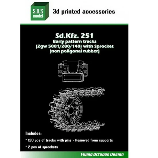 SBS Model 3D008 1/35 SdKfz.251 Early Pattern Tracks & Sprocket (non poligonal) - Military Vehicles & Tanks