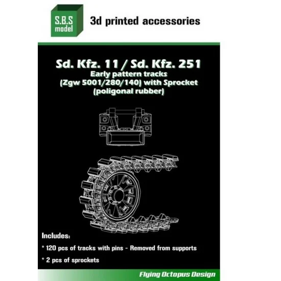SBS Model 3D009 1/35 SdKfz.251 Early Pattern Tracks & Sprocket (poligonal) - Military Vehicles & Tanks