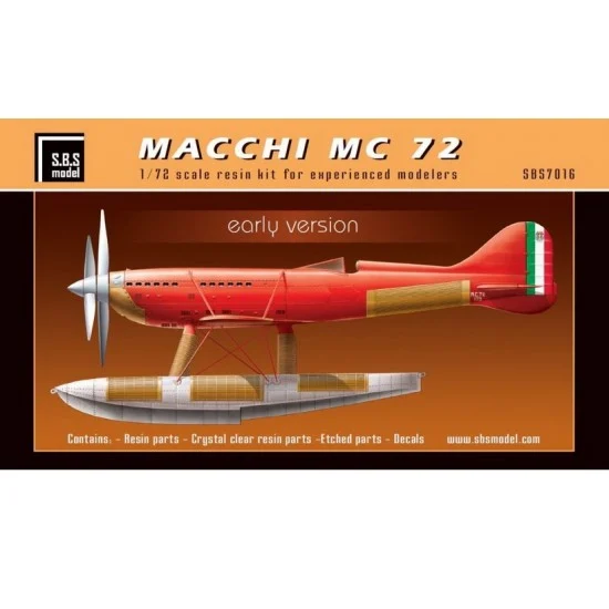 SBS Model 7016 1/72 Macchi MC 72 Early Version Full Resin kit - Model Planes