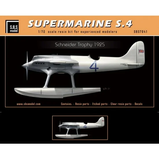 SBS Model 7041 1/72 Supermarine S.4 Schneider Trophy 1925 - Model Planes