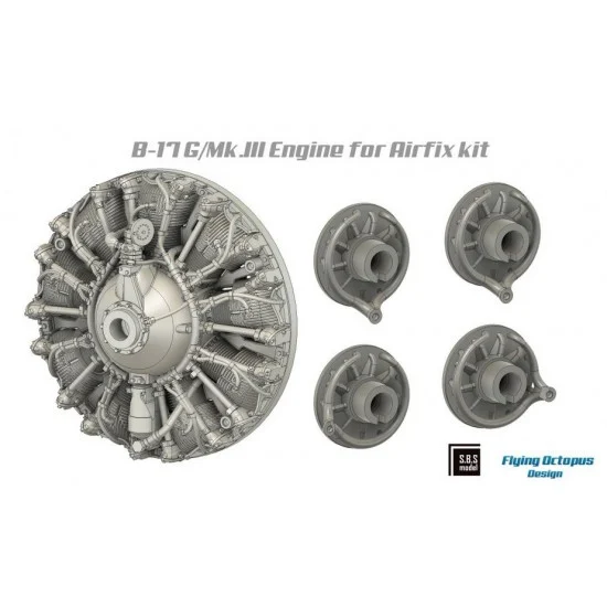 SBS Model 72090 1/72 B-17G/Mk.III Engine Set for Airfix Kit (4pcs)