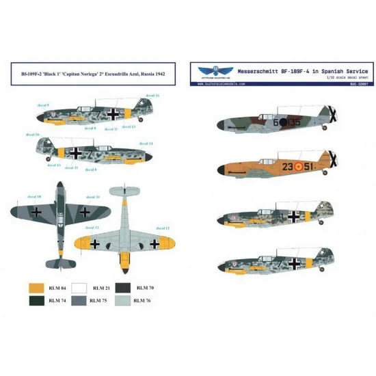 SBS Model BUC32007 Decals for 1/32 Messerschmitt Bf-109F in Spanish Service