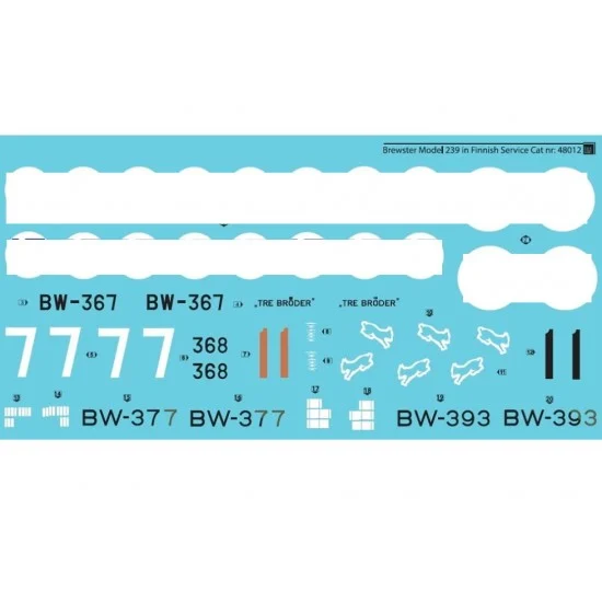SBS Model D48012 1/48 Brewster B-239 in Finnish Service Decals for Tamiya kit