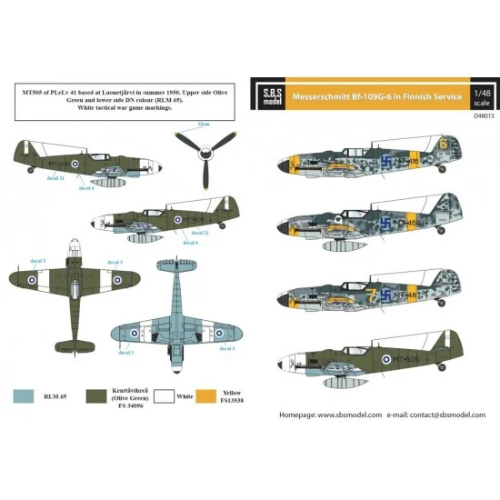 SBS Model D48013 1/48 Messerschmitt Bf-109G-6 in Finnish Service Decals