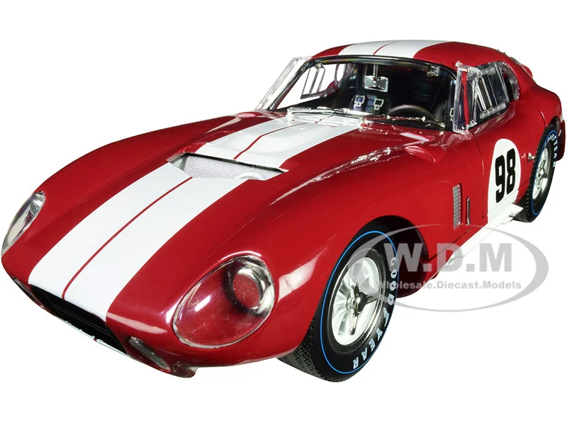 1965 Shelby Cobra Daytona Coupe #98 Red with White Stripes 1/18 Diecast Model Car by Shelby Collectibles - Shelby Models