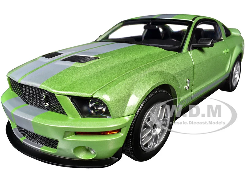 2007 Ford Shelby GT500 Lime Green Metallic with Silver Stripes "Shelby Collectibles" Series 1/18 Diecast Model Car by ACME - Ford Models