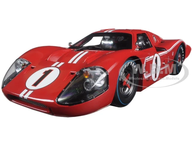 Ford GT MK IV #1 Red with White Stripes 24H of Le Mans (1967) 1/18 Diecast Model Car by Shelby Collectibles - Ford Models