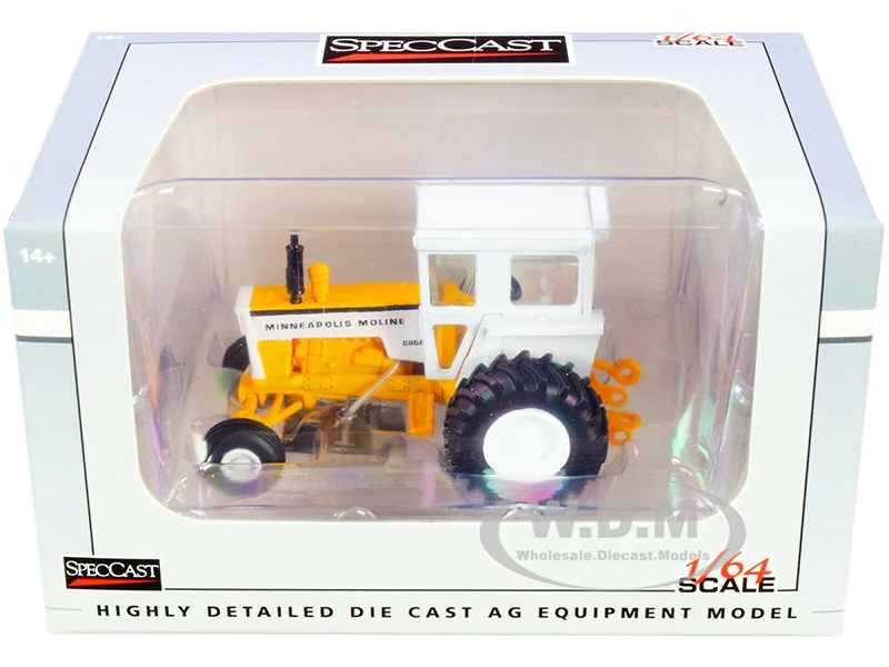 Minneapolis Moline G850 Tractor with Cab Yellow and White 1/64 Diecast Model by SpecCast - Minneapolis Moline Models