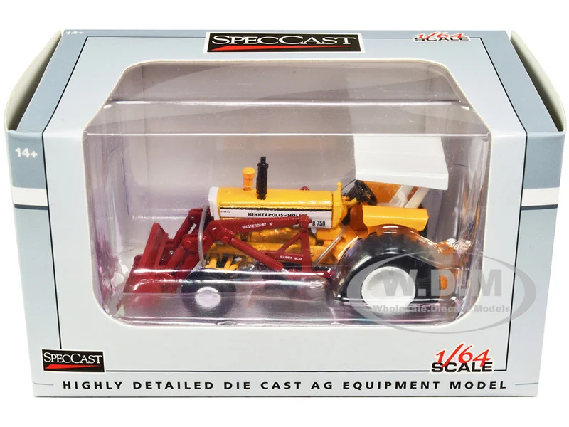 Minneapolis Moline G750 Wide Front Tractor with Loader Yellow 1/64 Diecast Model by SpecCast - Minneapolis Moline Models