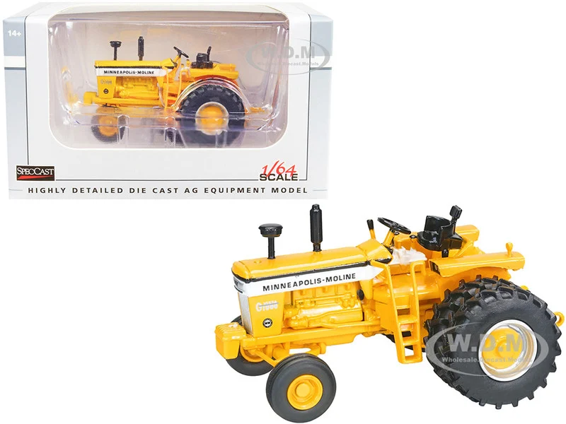 Minneapolis Moline G1000 Vista Wide Front Tractor with Dual Wheels Yellow 1/64 Diecast Model by SpecCast - Minneapolis Moline Models