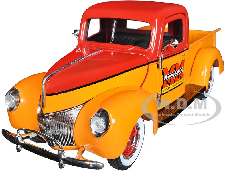 1940 Ford Pickup Truck "Minneapolis Moline" Orange and Red with Black Stripes 1/25 Diecast Model Car by SpecCast - Ford Models