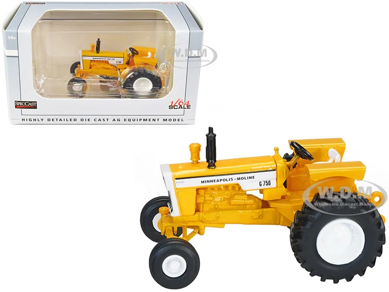 Minneapolis Moline G750 Wide Front Tractor Yellow 1/64 Diecast Model by SpecCast - Minneapolis Moline Models