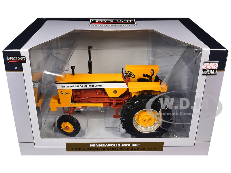 Minneapolis Moline G1000 Open Station 2WD Tractor Yellow with Brown Frame "Classic Series" 1/16 Diecast Model by SpecCast - Minneapolis Moline Models