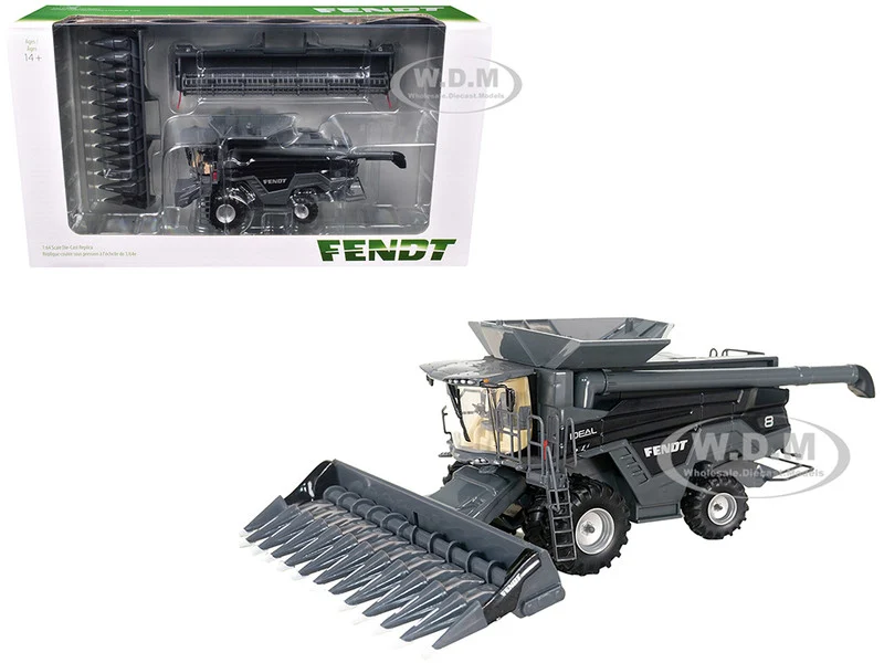 Fendt Ideal 8 Combine with Grain Head and 12 Row Corn Head Gray 1/64 Diecast Model by SpecCast - Tractors & Farm Models