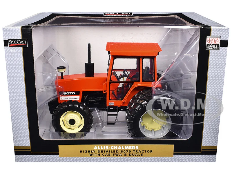 Allis Chalmers 6070 Tractor with Cab and Dual Wheels Orange "Classic Series" 1/16 Diecast Model by SpecCast - Allis Chalmers Models
