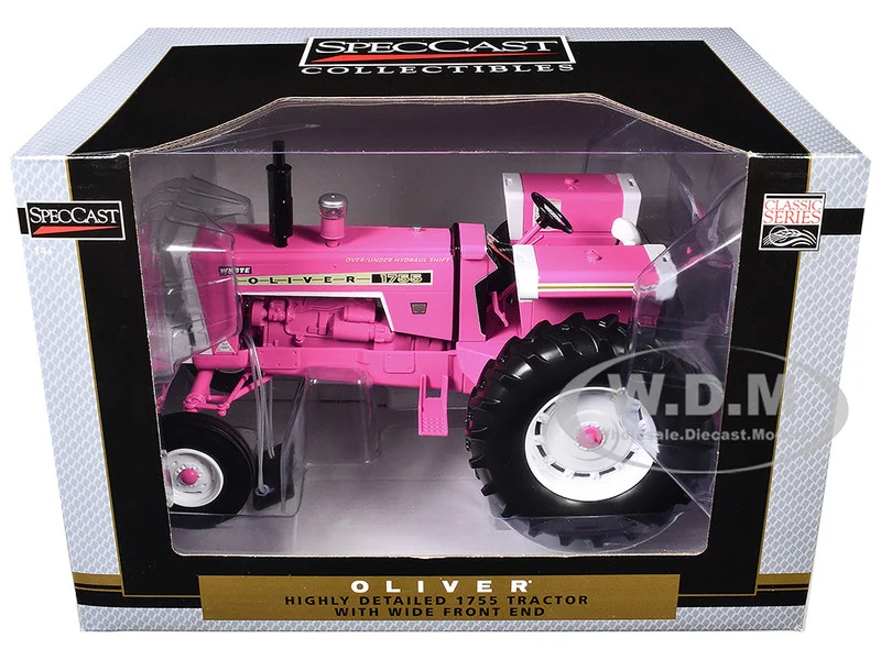 Oliver 1755 Open Station Wide Front Tractor Pink "Classic Series" 1/16 Diecast Model by SpecCast - Oliver Tractors