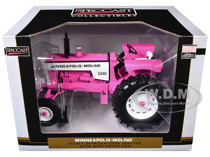 Minneapolis Moline G840 Open Station Wide Front Tractor Hot Pink "Classic Series" 1/16 Diecast Model by SpecCast - Minneapolis Moline Models