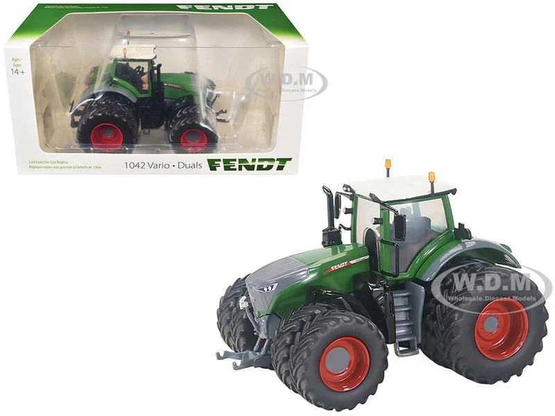 Fendt 1042 Vario Tractor with Front and Rear Dual Wheels Green with White Top 1/64 Diecast Model by SpecCast - Tractors & Farm Models
