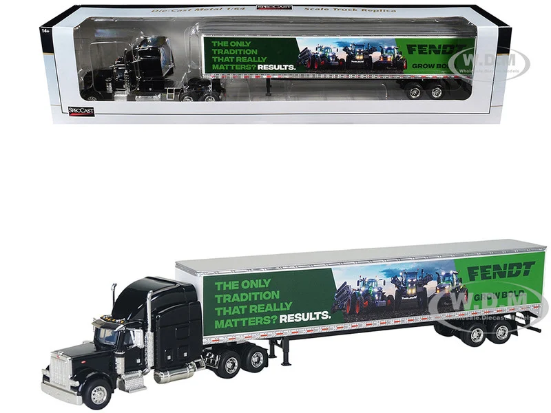 Peterbilt 379 Sleeper Cab with Trailer "Fendt Grow Bold" Black 1/64 Diecast Model by SpecCast - Peterbilt Models