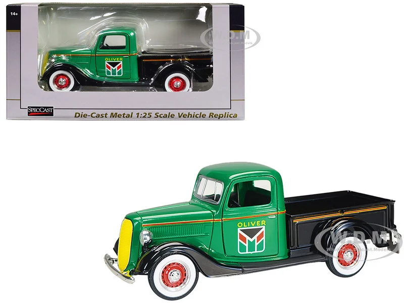 1937 Ford Pickup Truck "Oliver" Green with Black Truck Bed and Fenders 1/25 Diecast Model Car by SpecCast - Ford Models
