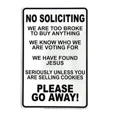 No Soliciting Metal Sign SPSNT3 - Signs 4 Fun