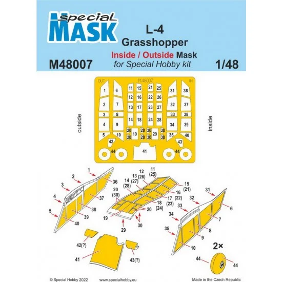 Special Hobby M48007 1/48 WWII L-4 Grasshopper Inside/Outside Masking
