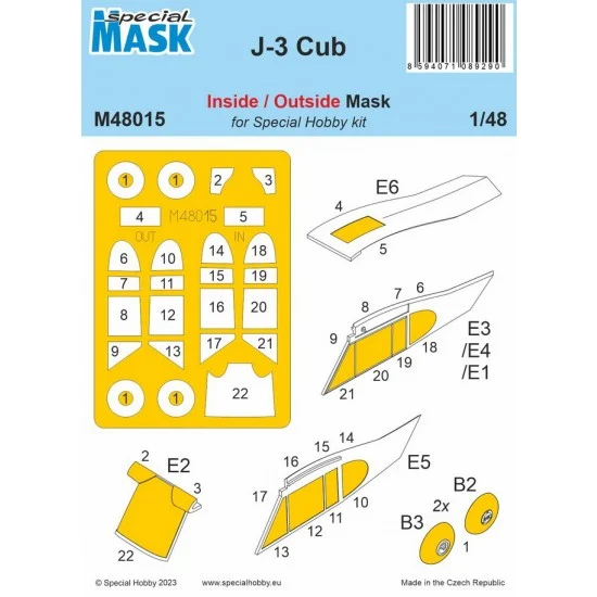 Special Hobby M48015 1/48 J-3 Cub Paint Mask (inside, outside) for Special Hobby kits