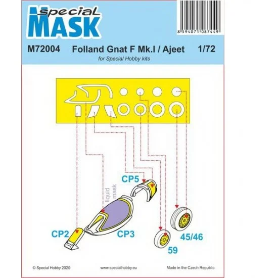 Special Hobby M72004 1/72 Folland Gnat F Mk.I / Ajeet Paint Masking Sheet for Special Hobby kits - Model Planes