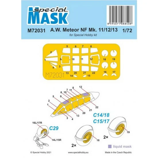 Special Hobby M72031 1/72 A.W. Meteor NF Mk.11/12/13 Paint Masking for Special Hobby kits - Model Planes