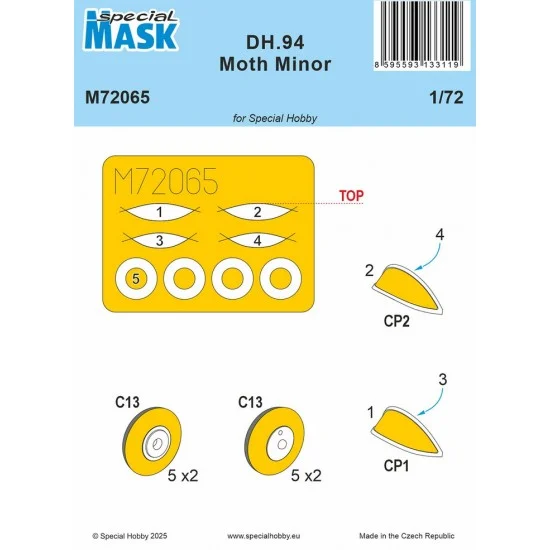 Special Hobby M72065 1/72 WWII DH.94 Moth Minor MASK for Special Hobby kits - Model Planes