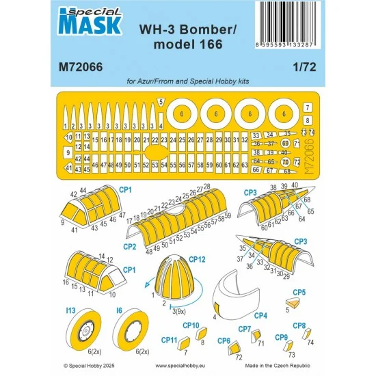 Special Hobby M72066 1/72 WH-3 Bomber / model 166 Mask for Azur/Frrom/Special Hobby kits