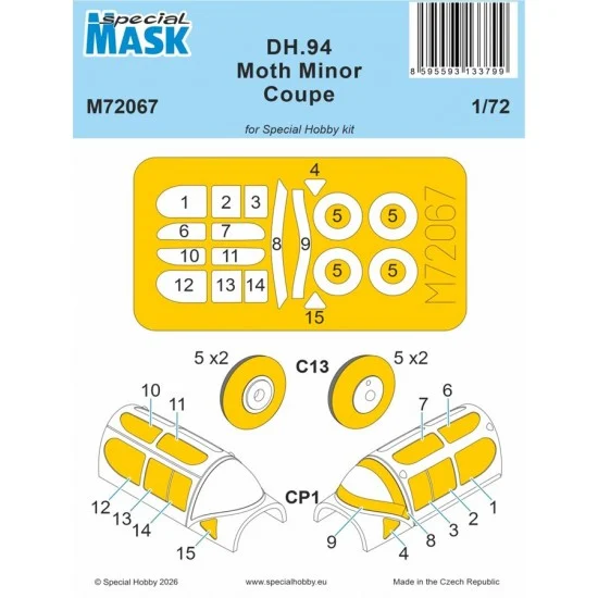 Special Hobby M72067 1/72 DH.94 Moth Minor Coupe MASK for Special Hobby kits - Model Planes