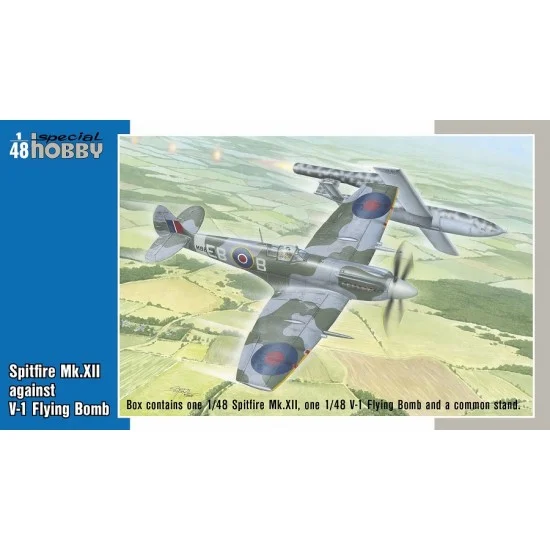 Special Hobby SH48192 1/48 Spitfire Mk.XII against V-1 Flying Bomb (2 kits w/1 stand)