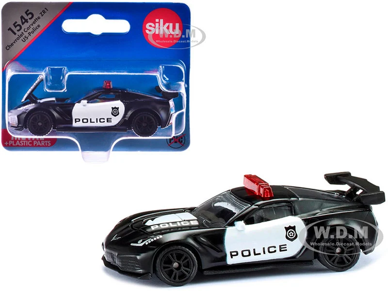 Chevrolet Corvette ZR1 Police Car Black and White Diecast Model Car by Siku - Chevrolet Models