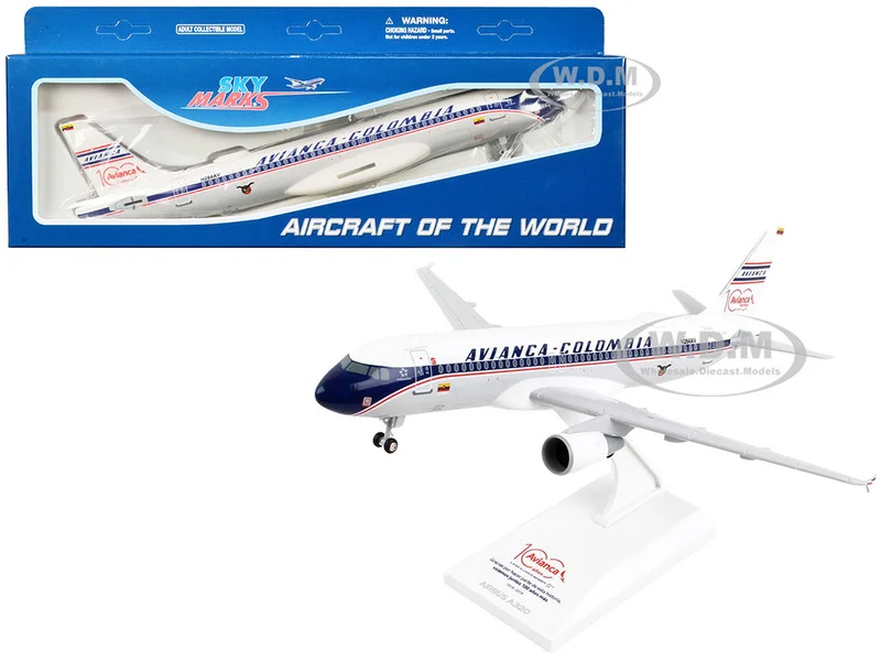Airbus A320 Commercial Aircraft with Landing Gear "Avianca Colombia" (N284AV) White and Gray with Blue Stripes (Snap-Fit) 1/150 Plastic Model by Skymarks