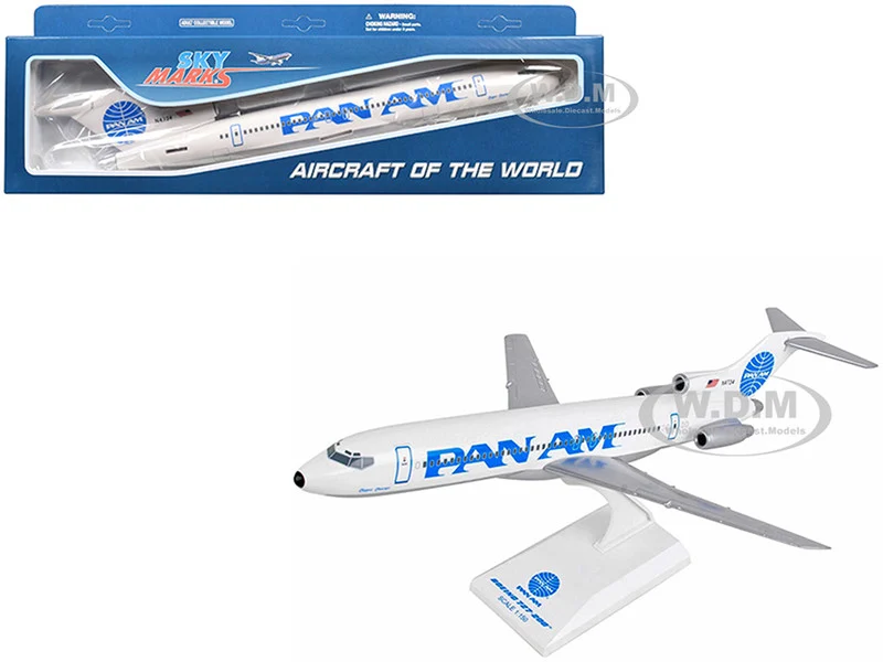 Boeing 727-200 Commercial Aircraft "Pan American Airways - Clipper Charmer" (N4734) White with Blue Graphics (Snap-Fit) 1/150 plastic model by Skymarks