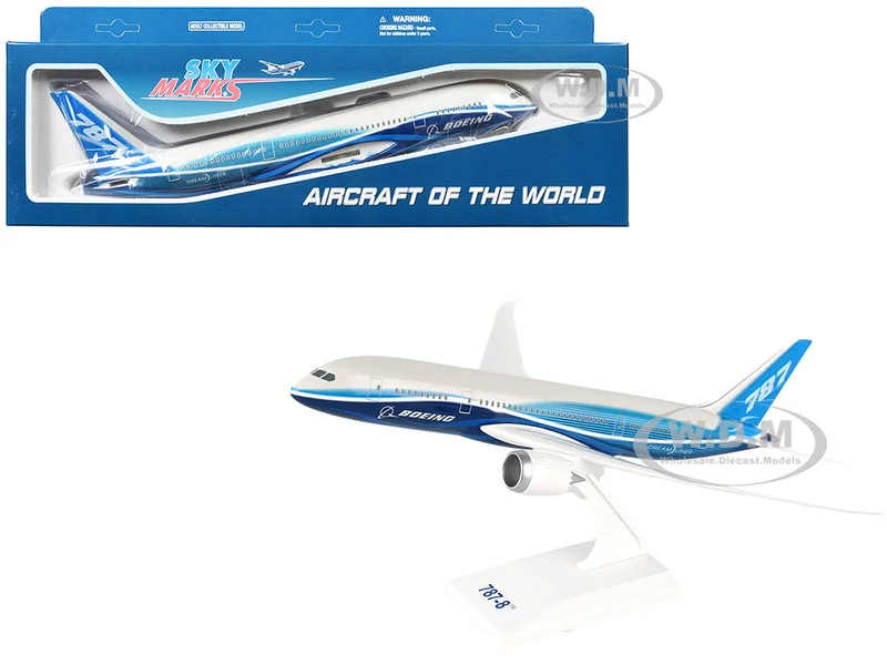 Boeing 787-8 Dreamliner Commercial Aircraft "Boeing House Colors" White and Blue (Snap-Fit) 1/200 Plastic Model by Skymarks