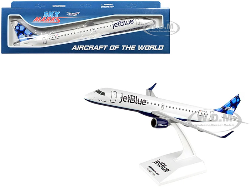 Embraer E190 Commercial Aircraft "JetBlue - Blueberries Livery" (N318JB) White with Blue Tail (Snap-Fit) 1/100 Plastic Model by Skymarks