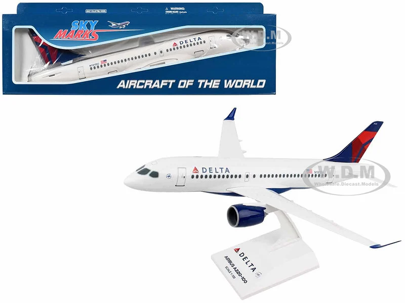 Airbus A220-100 Commercial Aircraft "Delta Air Lines" (N101DU) White with Red and Blue Tail (Snap-Fit) 1/100 Plastic Model by Skymarks