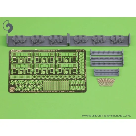 Master Models SM-350-093 1/350 USN 40mm/56 Bofors Quadruple Mount Ver.1 with Mk-51 Director (6pcs)