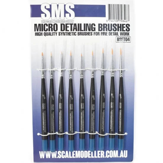 The Scale Modellers Supply BSET04 Synthetic Micro Detailing Brush Set (9pcs) - Hobby & Model Paints