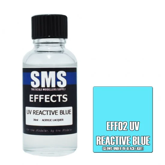 The Scale Modellers Supply EFF02 Acrylic Lacquer Paint - Effects #UV Reactive Blue (30ml)