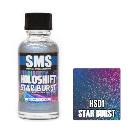 The Scale Modellers Supply HS01 Acrylic Lacquer Paint - Holoshift #Star Burst (blue/purple with holographic effect) 30ml