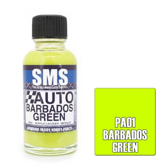 The Scale Modellers Supply PA01 Acrylic Lacquer - Auto Colour #Barbados Green (30ml)