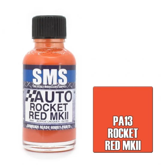 The Scale Modellers Supply PA13 Acrylic Lacquer - Auto Colour #Rocket Red MkII (30ml)